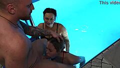 Lucky Guy Fucks Hot Milf And Cute Teen In Public Sauna