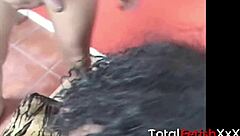 Kianna Jade's Natural Tits and Trimmed Pussy in Oil and Leggings