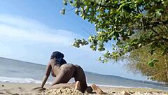 Naked Woman Twerks Big Ass On Public Beach