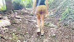 perfect body girl walks in the woods showing her figure - amateur kadavak