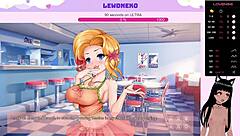 vtuber lewdneko gets naked playing order us part 1, showing small tits