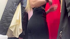 Sexy asian tries on tight pants, nipples visible