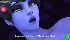 Dva and tracer interact with widowmaker in a game scenario