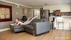 Twink gamer pays rent with bareback riding muscular hunk