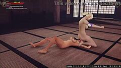 3D adult film with lesbian wrestling and face sitting scenes