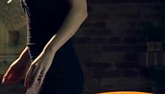 Hot sexy girl smears cream all over her big tits and hairy pussy