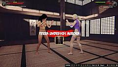 3D adult film with lesbian wrestling and face sitting scenes