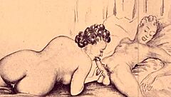 vintage illustration of antique cartoon anime characters