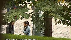 Slutty Teen 18+ Girl Sucking Strangers Cock On Street