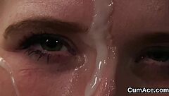 Slutty Babe Swallows Sperm Load In Pov Bukkake Facial