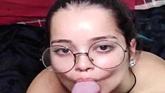 Brunette Babe Deepthroats Big Cock After Shower for Facial