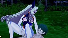 tsuyu asui and mt lady fuck izuku midoriya in intense creampie scene