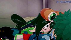 tsuyu asui and mt lady fuck izuku midoriya in intense creampie scene