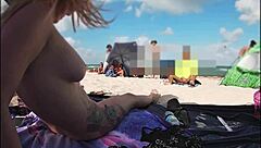 Exhibitionist Wife 511 - Mrs Kiss Gives Us Her Nude Beach Pov View of a Voyeur Jerking Off in Front of Her and Several Other Men Watching