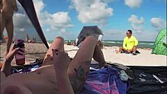 Exhibitionist Wife 511 - Mrs Kiss Gives Us Her Nude Beach Pov View of a Voyeur Jerking Off in Front of Her and Several Other Men Watching