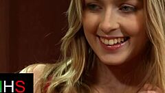 Blonde Girl With Blue Eyes Takes Cumshot