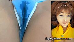 I jerk off to sexy cosplay girl in cock hero game, try not to cum