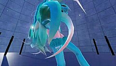 Blue K Nights Cat Fate Cosplay Adult Miku in 3D VR180