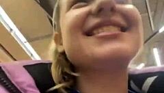 Exciting public fucking close up view