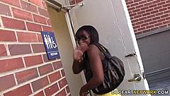 ana foxxx teases at the gloryhole with black cock