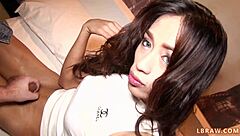 Ever tried bareback with a Thai ladyboy like Namnueng? How does it feel to pound her tight ass POV?