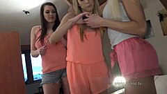 Girls just wanna have fun at the party. They rip shorts and panties.