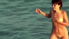 Hot beach couple wanted to swallow but got a messy body cumshot