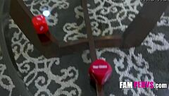 Playing Naughty Dice With Shy Stepmom, Revealing Her Big Tits In Retro POV Wanking Session