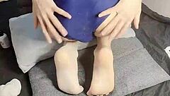 slim asian teen 18+ with beautiful feet explores gay foot fetish in homemade clip