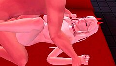 Power dominates slave in sims anime parody style