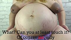 Milky Mari motivates cuckold with her big pregnant tits