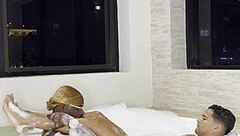 black and latino guys hang out in sauna for public outdoor chat