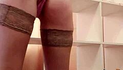 Beautiful Woman Fingering Pussy in Stockings to Loud Orgasm