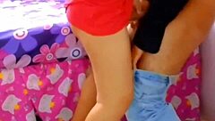 I fuck my wife in her red dress while a voyeur watches, then he joins for a threesome