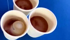 Cute beauty strips in beer pong game backstage