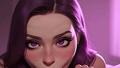 Cute gothic girl swallows big black cock in pov