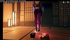 Kadobu hentai game ep 2: futanari girl does footjob to living dildo!