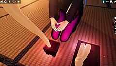 Kadobu hentai game ep 2: futanari girl does footjob to living dildo!