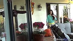 Britney Blue Licks Dildo Outdoor
