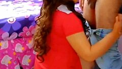 I fuck my wife in her red dress while a voyeur watches, then he joins for a threesome