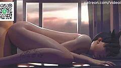 Overwatch 色情动画 DVA 和 Tracer 舔 Mercy