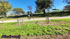 Flashing cock in public park with stepdaughter help