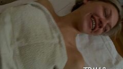 petite masseuse gives hardcore blowjob