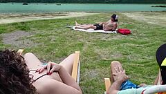 voyeur masturbates on beach while i touch myself secretly