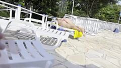 she saw me jerking and helped me cum by the pool?