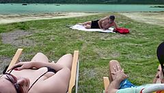 voyeur masturbates on beach while i touch myself secretly