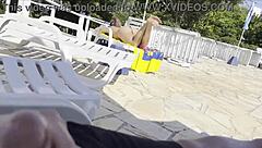 she saw me jerking and helped me cum by the pool?