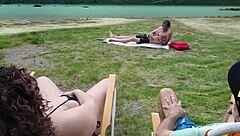 voyeur masturbates on beach while i touch myself secretly