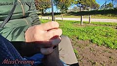 Flashing cock in public park with stepdaughter help