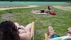 voyeur masturbates on beach while i touch myself secretly